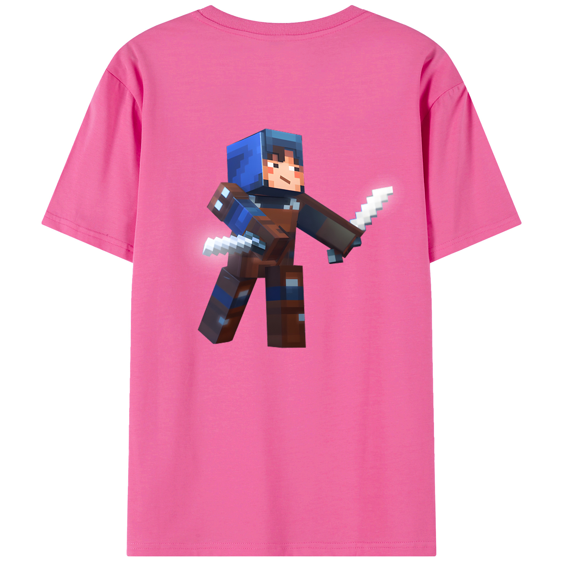 （画像用） マインクラフト ブロックの世界 Minecraft MC Block world レディース半袖Tシャツ(バックプリント)